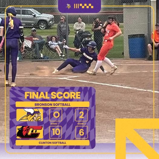 Bronson softball drops double header to Clinton